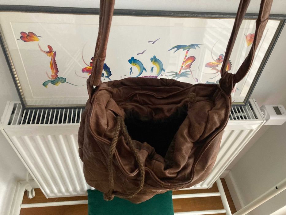 Vintage - skórzana cynamonowa torba worek