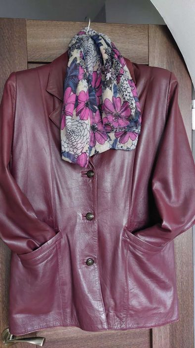 kurtka skórzana bordowa XXL