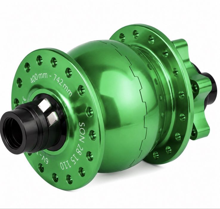 Piasta przednia SON 28 Dynamo Hub IS 6-Bolt 36H Front Hub 6V-3W GREEN – 15×110 Boost NOWA