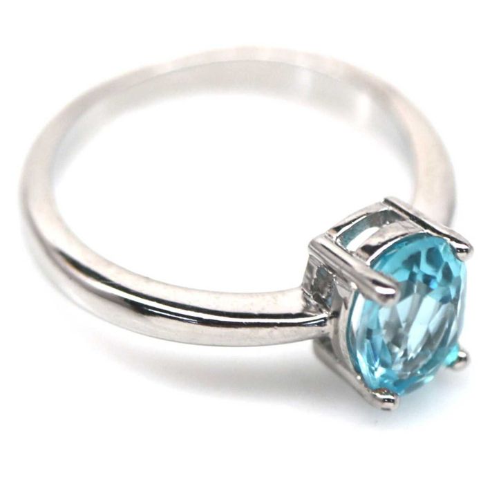 Pierścionek Srebro 925 Naturalny SKY Topaz r13 Rod