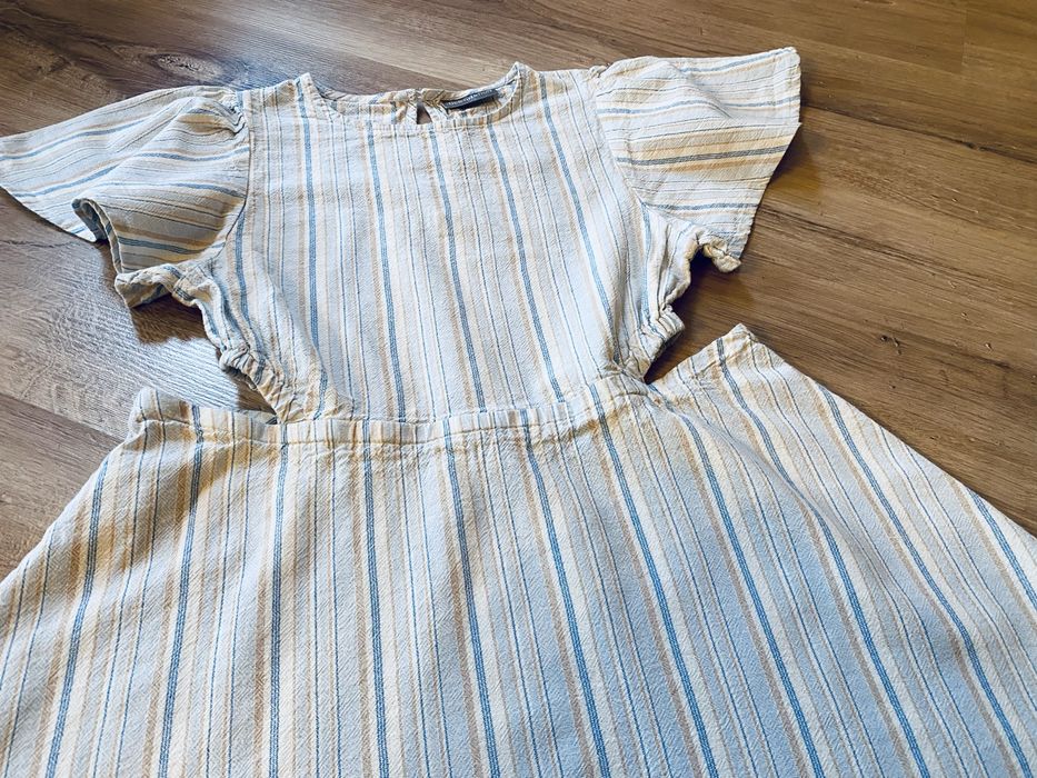 Sukienka z wycięciami niebieska w paski 146 boho letnia nowa