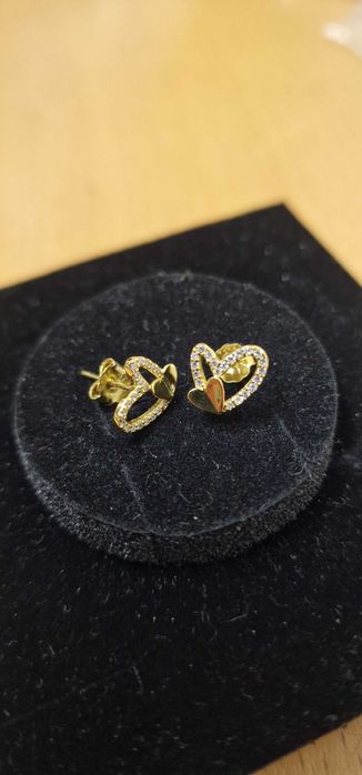 Brincos prata dourado com zircónias