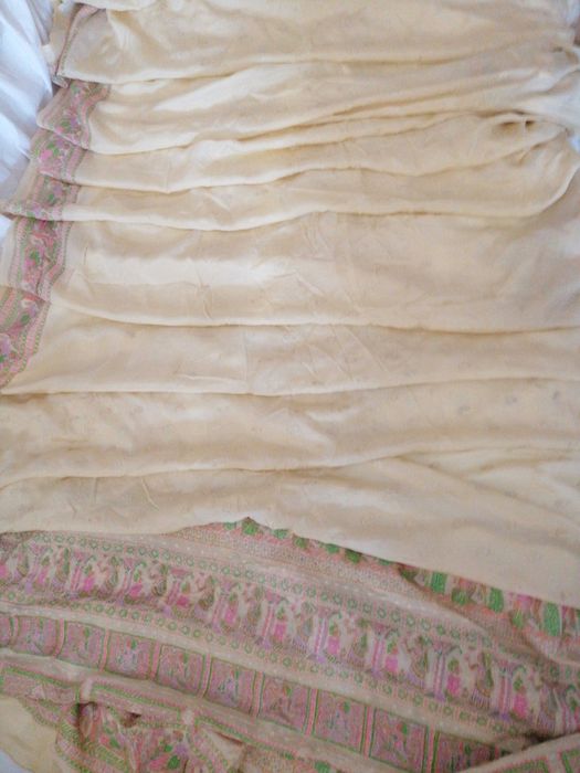 Tecido sari 5m seda lindo bordado negociável