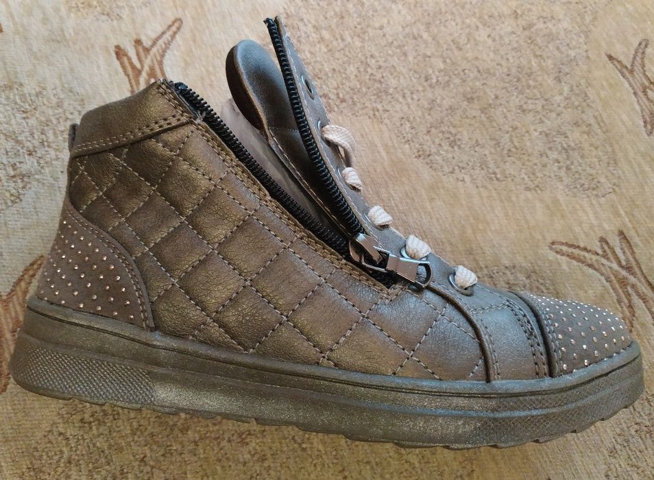 NOWE BUTY Bata R.34 Brąz - Oryginalne - Zdobione - Zamek - Sznurówki