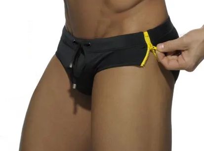 Męskie Kąpielówki z Zamkami z Wkładką Powiększającą Push Up - M