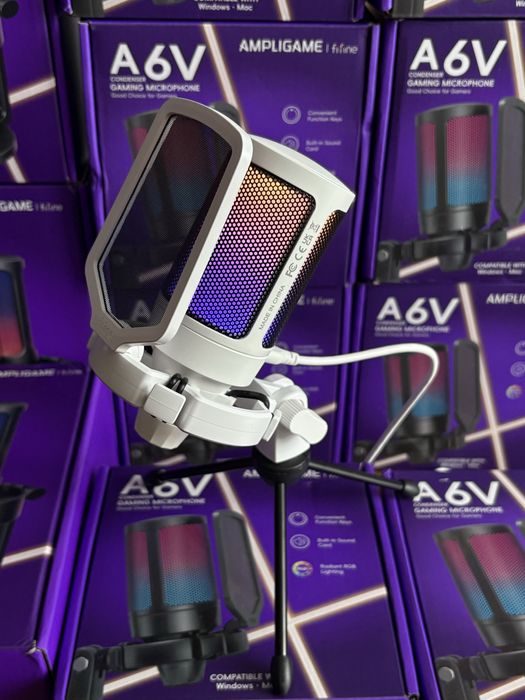 Мікрофон ігровий Ampligame Fifine A6V A8 з RGB підсвіткою