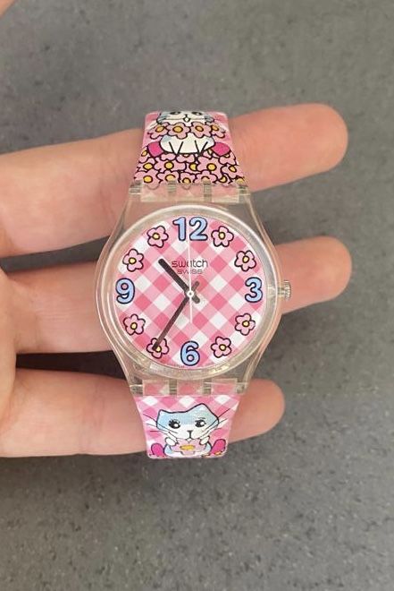 Relógio swatch rosa claro