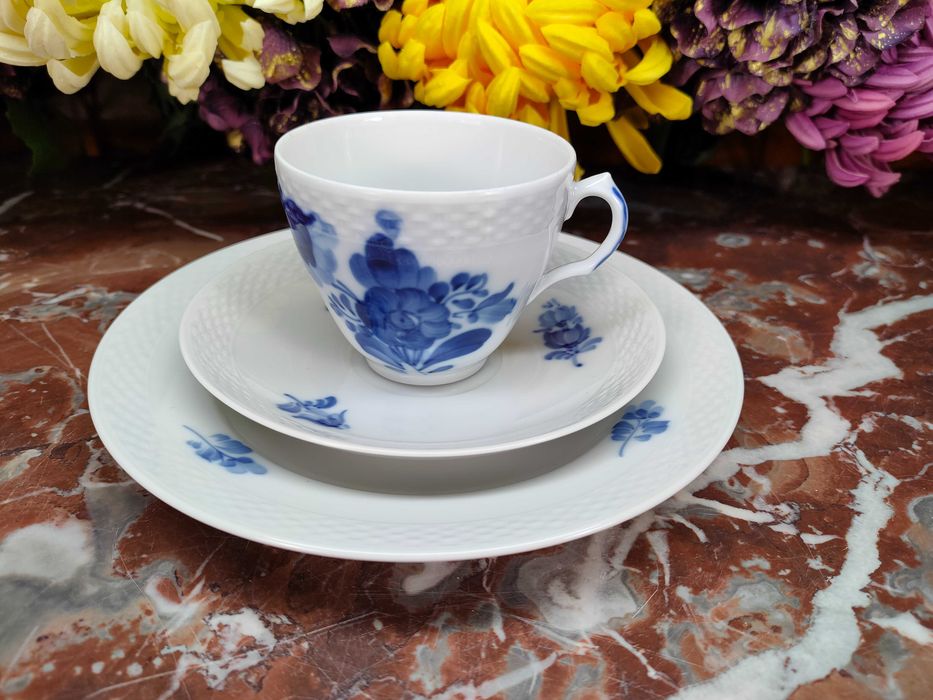 Zestaw śniadaniowy "Blue Flower" - Royal Copenhagen - lata 80-te