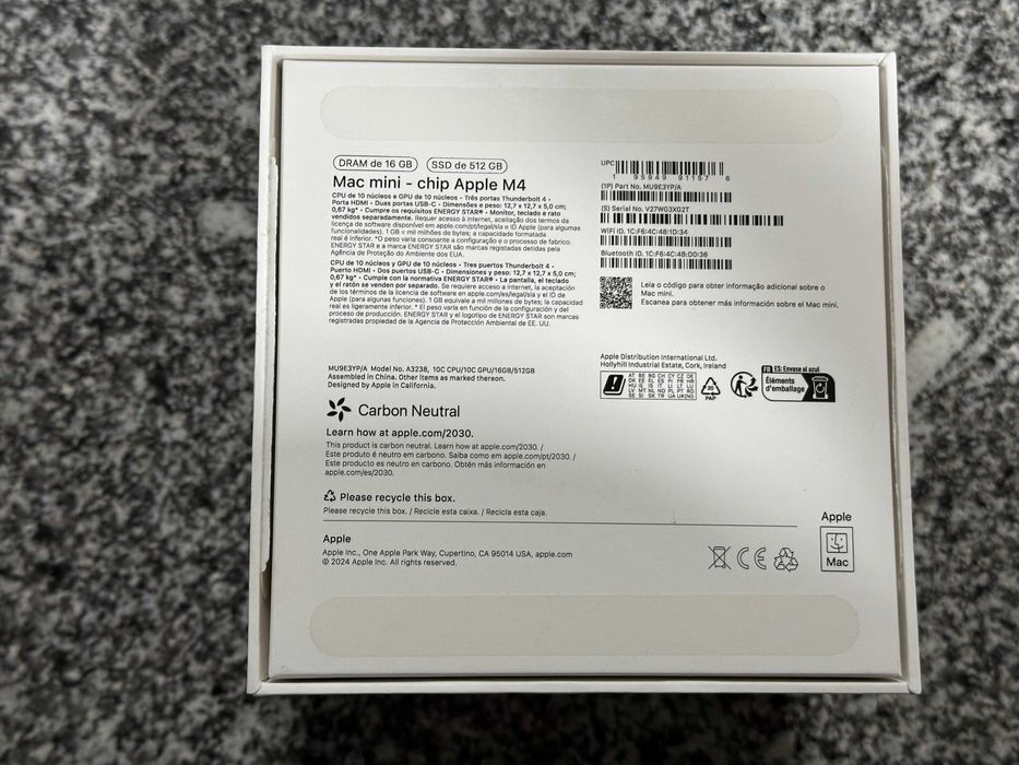 Apple Mac mini Apple M4 10 Núcleos/16GB/512GB SSD/GPU 10 Núcleos