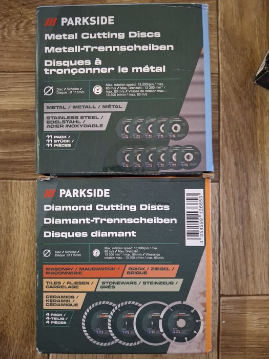 Zestaw tarcz do cięcia PARKSIDE 115mm - Do metalu (11 szt.) i diamentowe (4 szt.) NOWE