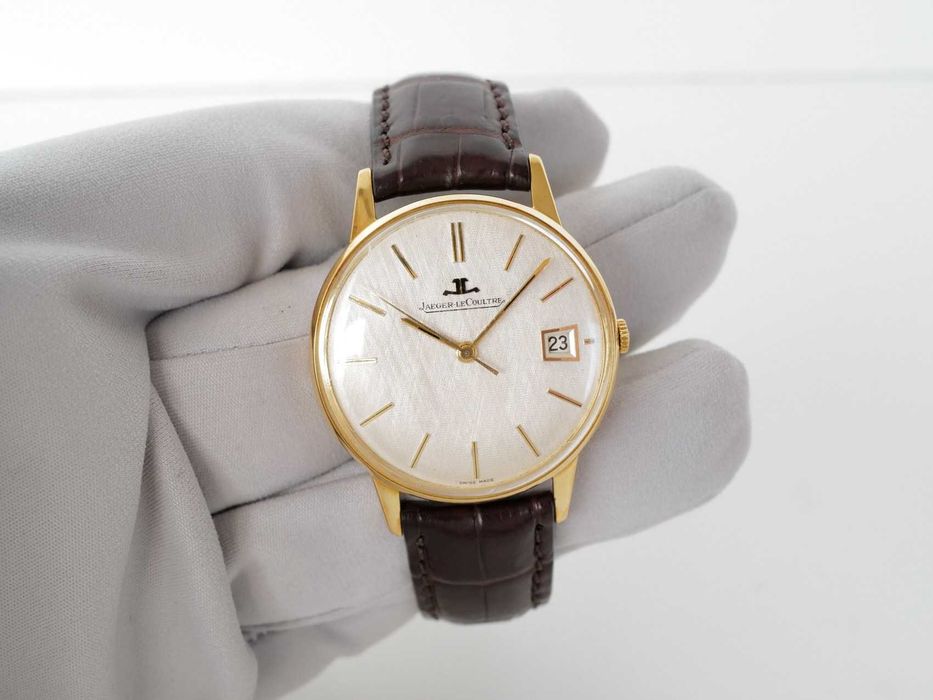 Jaeger LeCoultre Ultra-Thin White Linen Dial 18K Yellow Gold 34