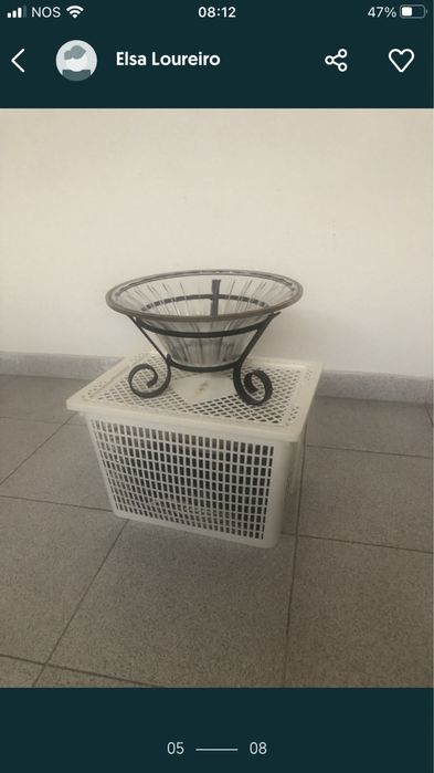 Fruteira vidro com base em ferro