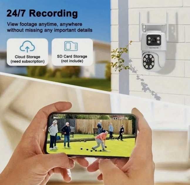Бездротова вулична WiFi камера 2K TY-Q2 2.4/5 ГГц, 2 об'єктиви, PTZ, нічна зйомка