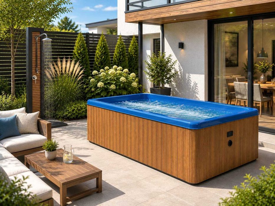 Prostokątny całoroczny basen 6-8 os masaż pokrywa LED balia jacuzzi sauna transport