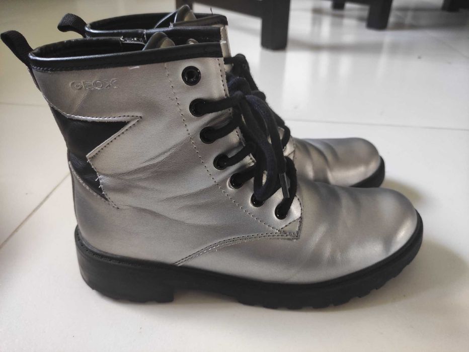 Geox Jr Casey trapery srebrne 35