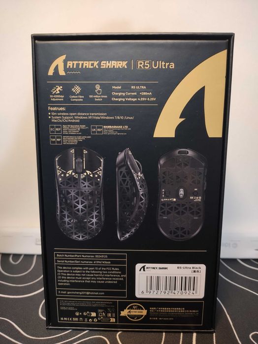 Attack Shark R5 Ultra НОВА Ігрова карбонова мишка Сенсор 3950MAX: 2 450 ...