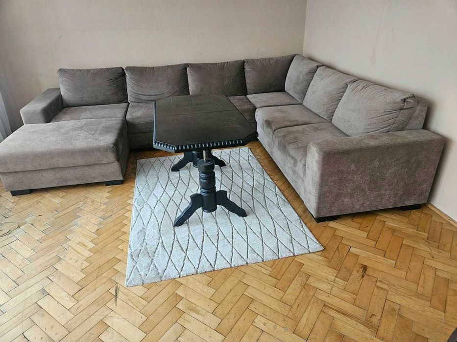 Komplet do salonu: narożnik AGATA 4×3 m + stół + dywan