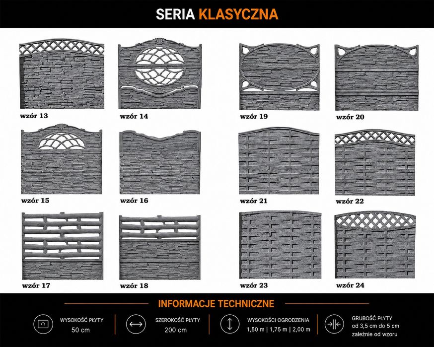 Ogrodzenie palisadowe, betonowe, nowoczesne Transport HDS