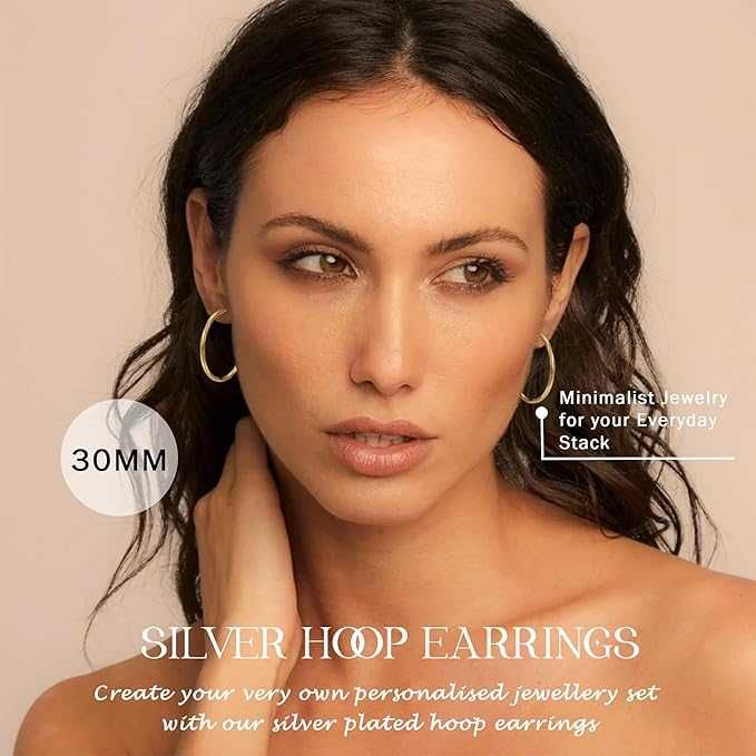 Серьги-кольца XOEMEL серебро 925 гипоаллергенные, d-3см. и d-4см. от