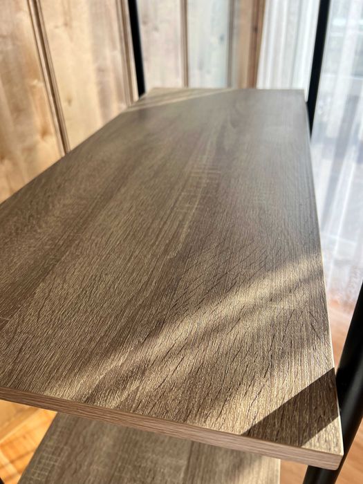 półka regał loftowy dąb metalowy czarny wysoki 4 półki drzwi przesuwne