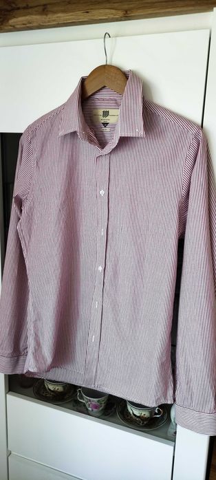 Koszula męska Bertoni czerwona biała paski