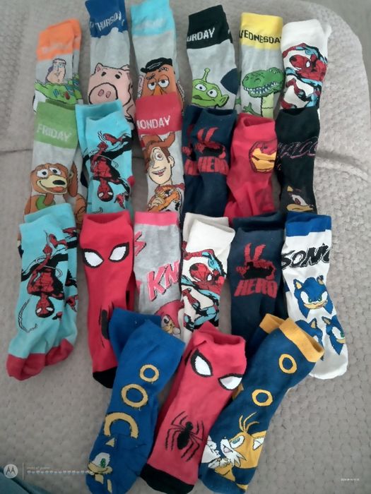 27 - 30 paka zestaw skarpetek spiderman Sonic toy story