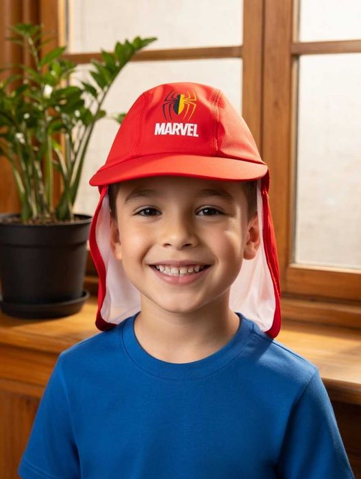Капелюх дитячий Marvel Spider-Man червоний з захистом шиї від сонця