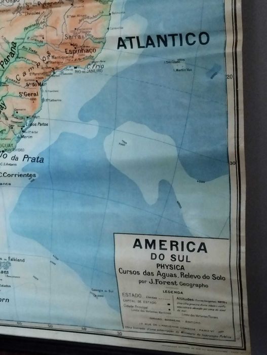 Mapa Antigo em Tela - América do Sul - J. Forest