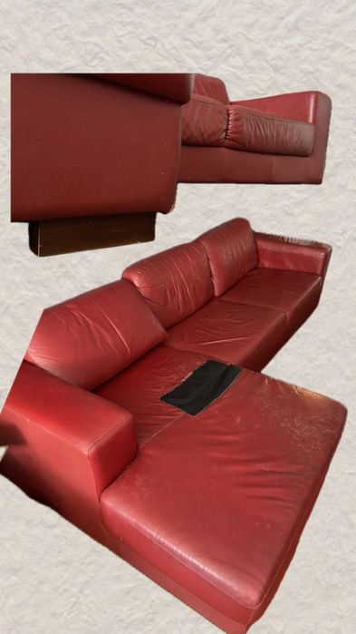 Sofá de couto vermelho em L