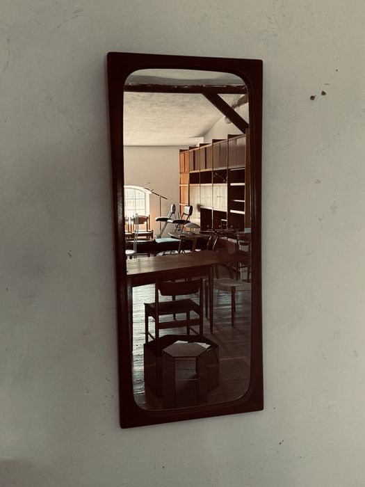 Tekowe,duńskie lustro pochodzace z lat60. Wymiary: 90cm x 38 cm, vintage, design