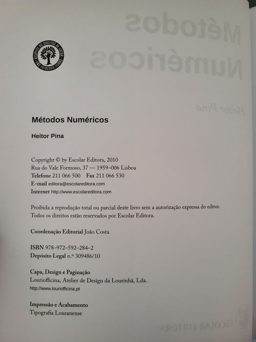 Livro | "Métodos Numéricos", de Heitor Pina