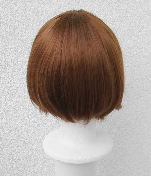 Krótka brązowa bob peruka z grzywką cosplay brązowy krótki wig