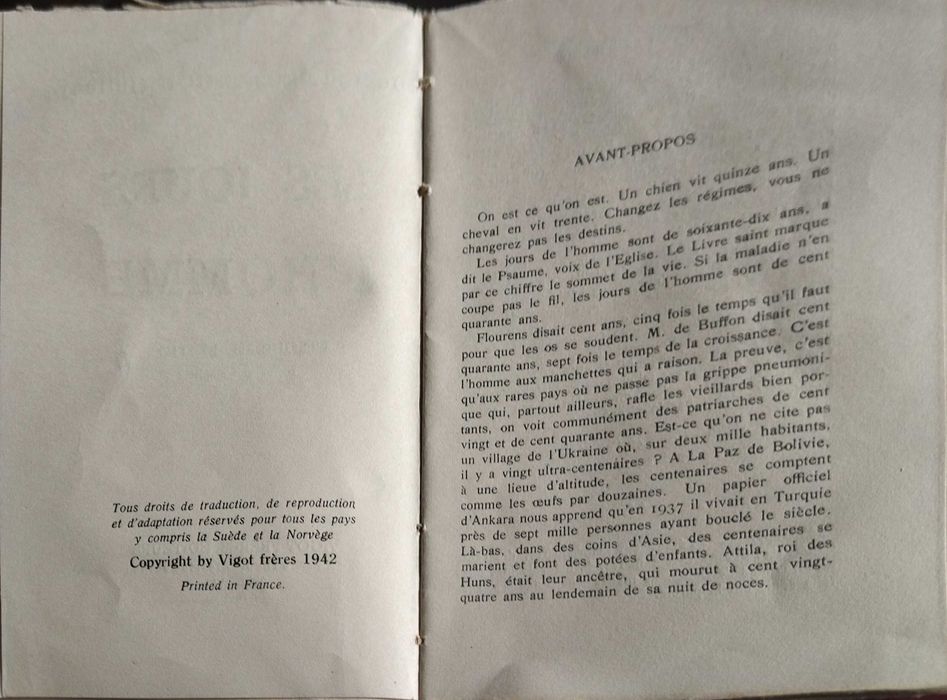 Les jours de L' Homme, 5 edição,  Livro em francês, 1942