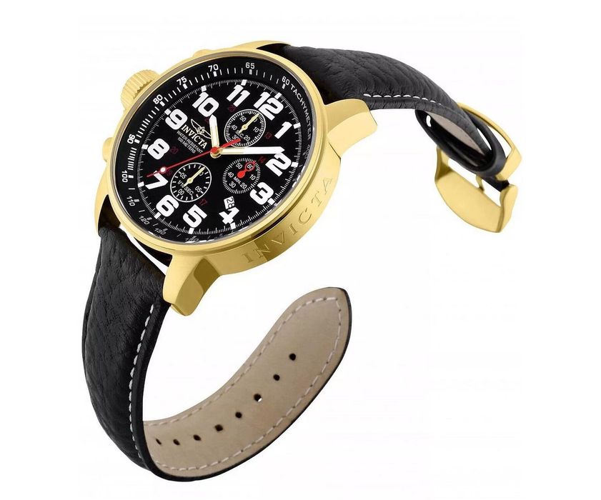 Чоловічий наручний годинник Invicta 3330 I-Force Chronograph Black Leather 46 mm. 100 MT