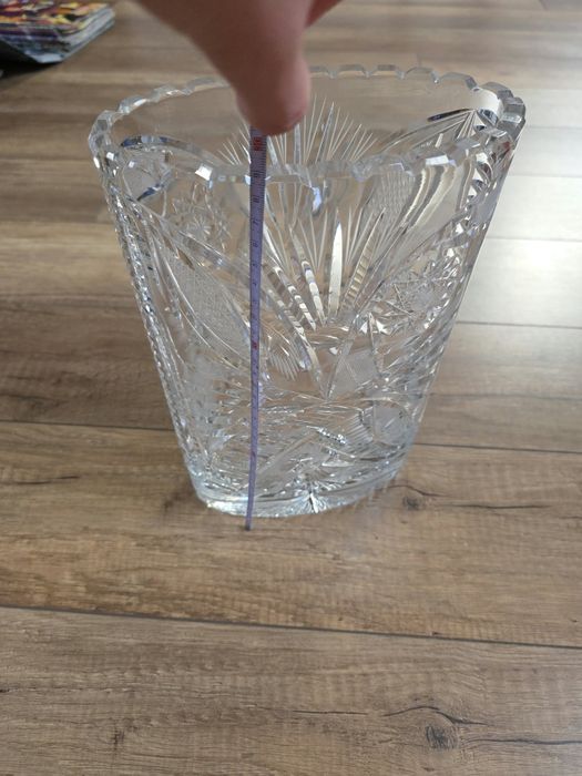 Kryształowy wazon retro PRL  Masywny ciężki kryształ  Klasyk designu