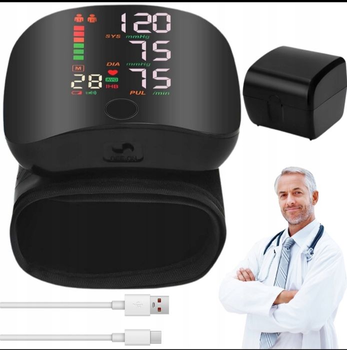Ciśnieniomierz nadgarstkowy z ładowaniem usb, akumulatorowy, tryb głosowy po angielsku