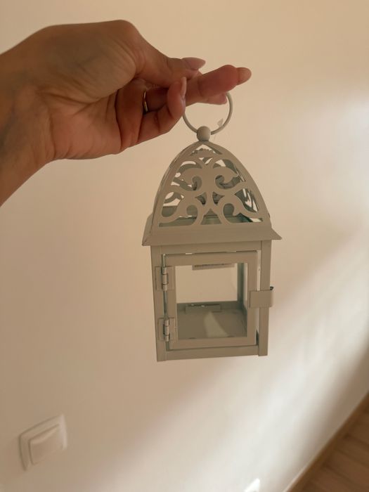 Lanterna porta velas branca nova com etiqueta