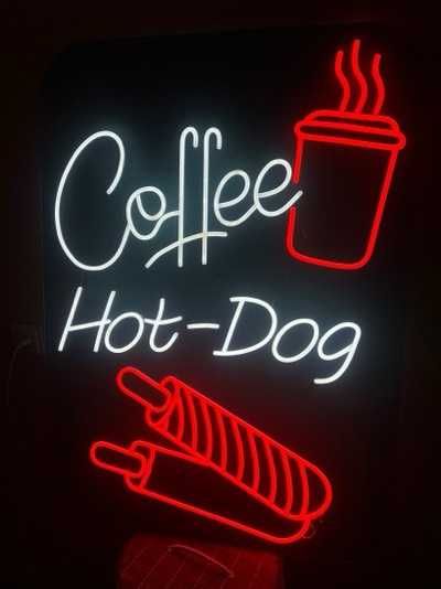 Вивіски кава, неонова вивіска на замовлення, неоновая вывеска кофе