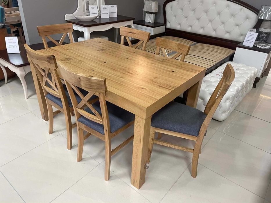 (232WN) Stół dębowy rozkładany + 6 krzeseł. 2499 zł