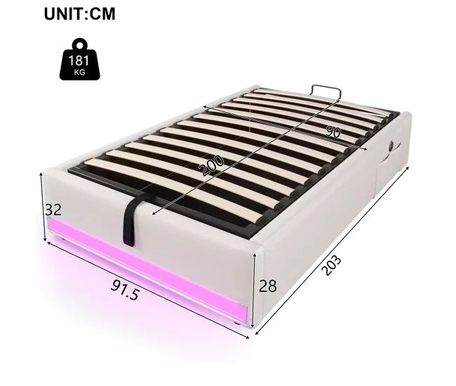 Sommier individual com led