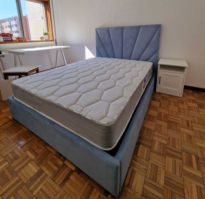 Camas De Casal Estofadas ALTA GAMA - MODELO RAYOS - Top de Gama 190x140m Estrado Incluído!!