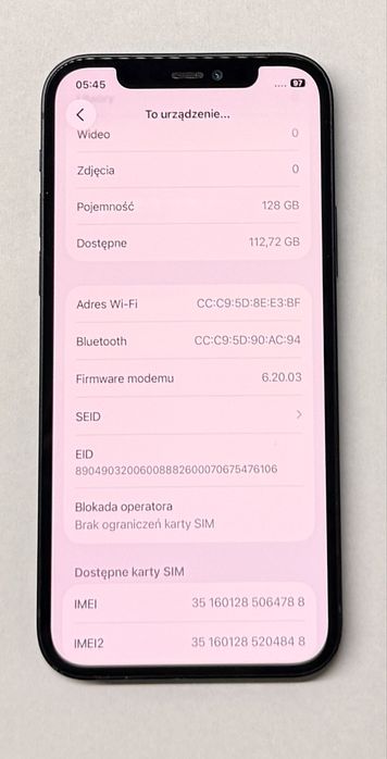 Iphone 12 128GB  bateria 100% kondycji