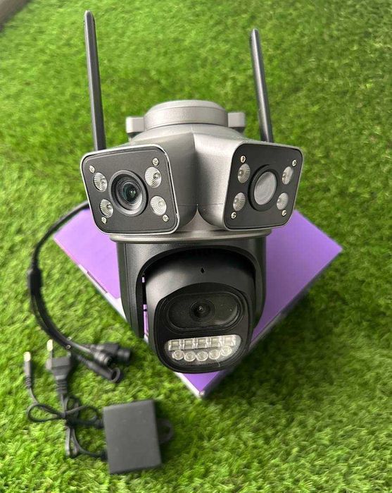 4G Потрійна Камера відеонагляду вулична 12MP від сім V380PRO 3L-4G