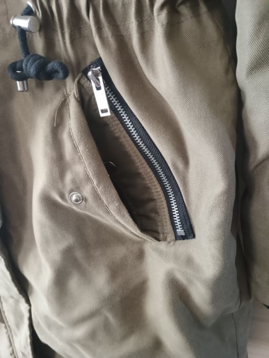Długa parka płaszcz khaki