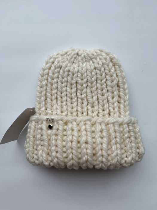 Mleczno biała czapka beanie chunky knit UNI