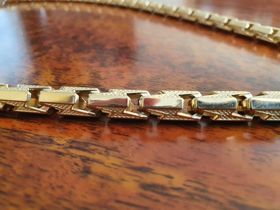 Złoty Łańcuch-127gr+KRZYŻ Z DIAMENTAMI-31szt-Złoty łańcuszek męski 585