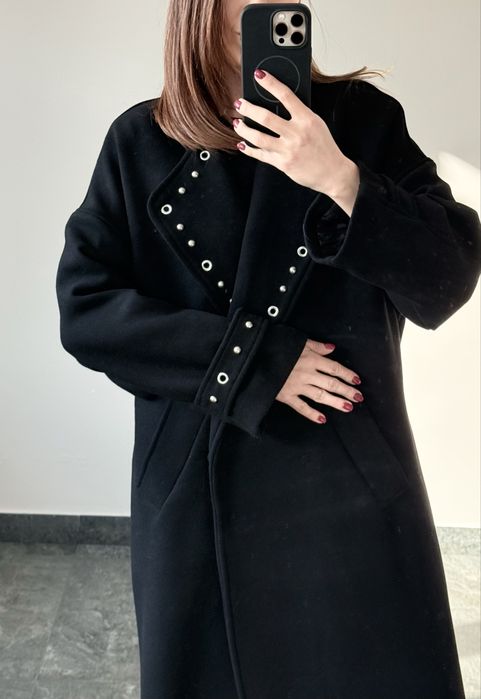 Пальто вовняне Souvenir італійське довге чорне брендове