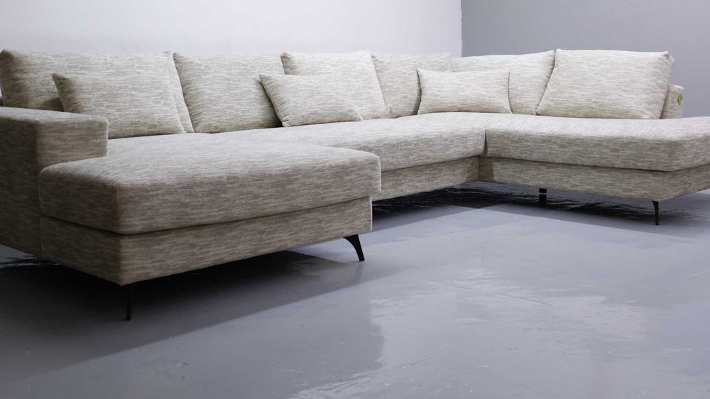 TDJ Nowy wieli narożnik U beżowa tkanina rogówka kanapa boucle sofa