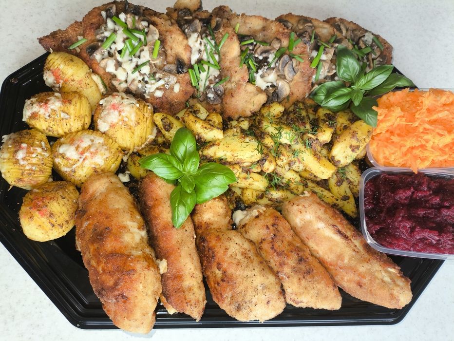 Boxy obiadowe, przystawki,, mini deserki, ciasta