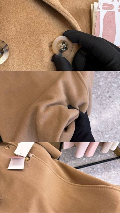 Пальто Max Mara 101801 90% вовна та 10% кашемір, Макс Мара беж